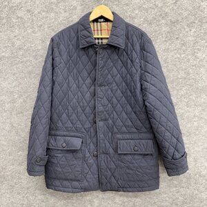 ABITALE Men's Quilted Puffer Jacket, Lined Collared 2 Pockets Italy Gray Blue 45